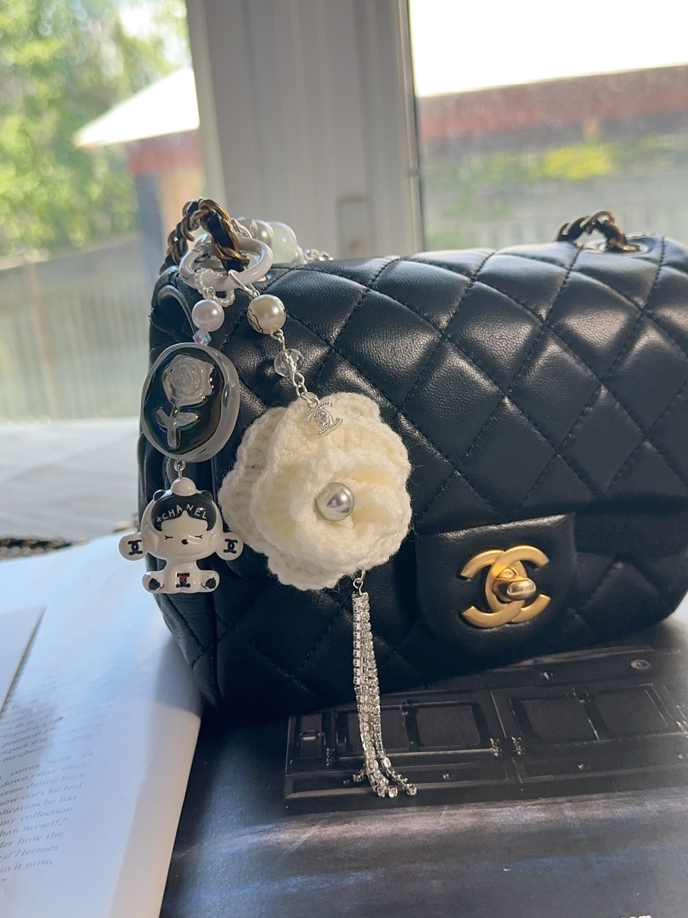Authentic CC Ribbon with Camellia Tassel & Skullpanda Bag Charm - Picture 5 of 5